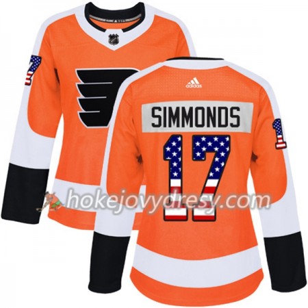 Dámské Hokejový Dres Philadelphia Flyers Wayne Simmonds 17 2017-2018 USA Flag Fashion Oranžová Adidas Authentic